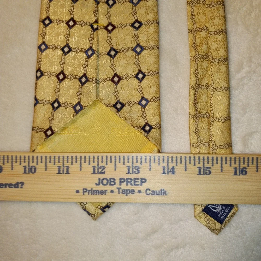 Nautica Silk Tie , Gold with Yellow & burgandy Geometric Men's Necktie